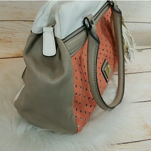 Guess handbag shoulder bag white & coral fringe - Picture 4 of 7